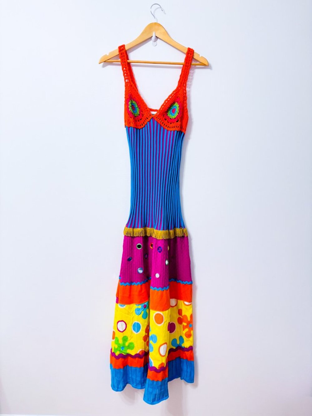 MOSCHINO Resort 2017 Runway Patchwork Crochet Maxi Dress Size 6